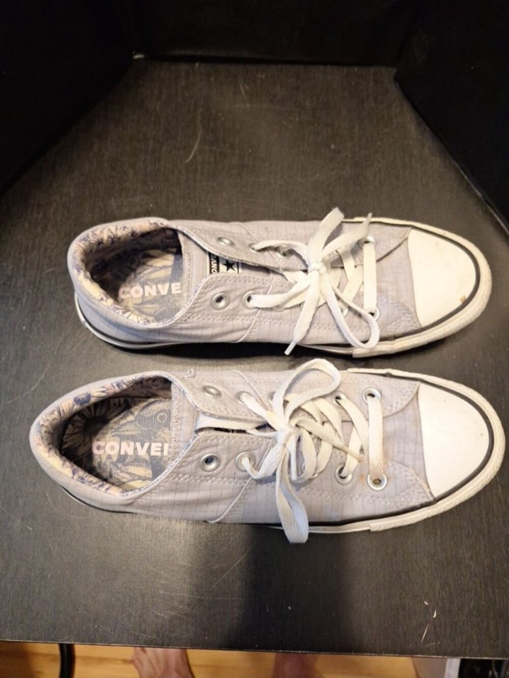 Converse Chuck Taylor All Star Madison Wolf Grey Chambray Sneakers Women’s Shoes - Picture 2 of 5